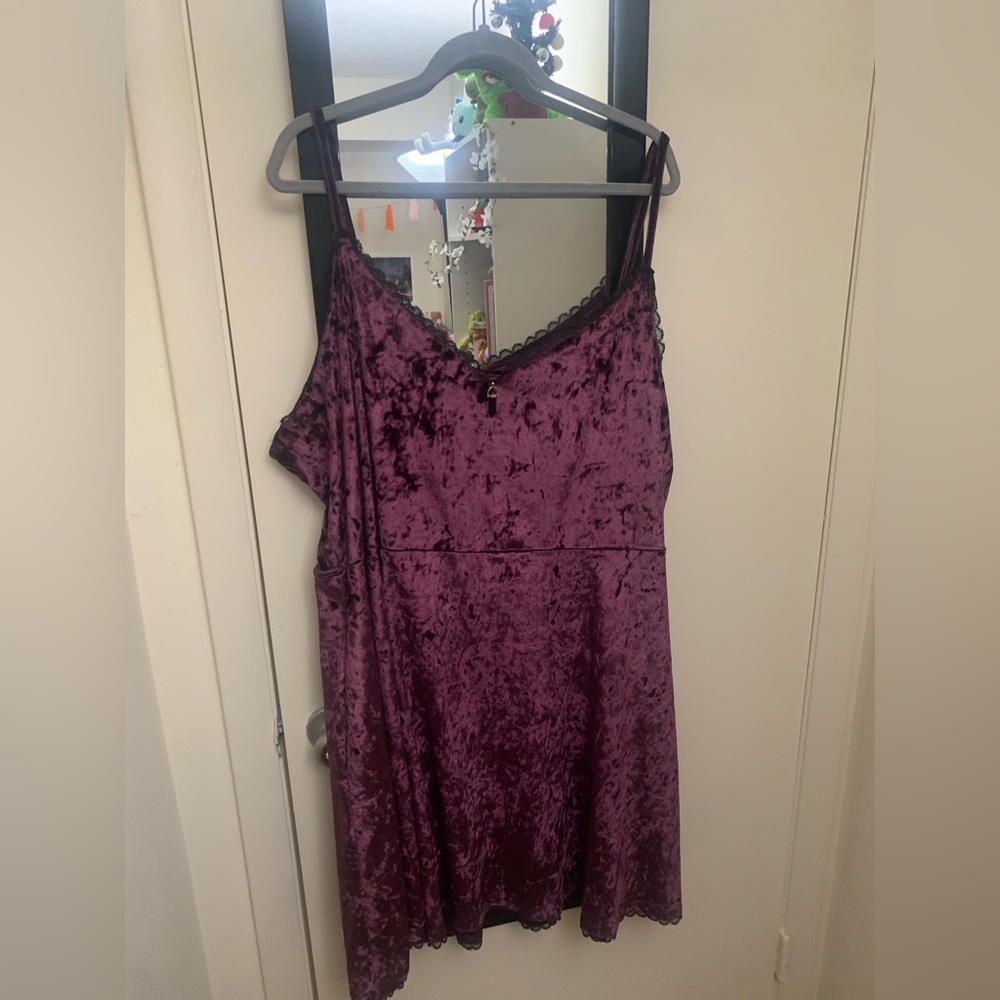 Purple Crushed Velvet Skater Dress
